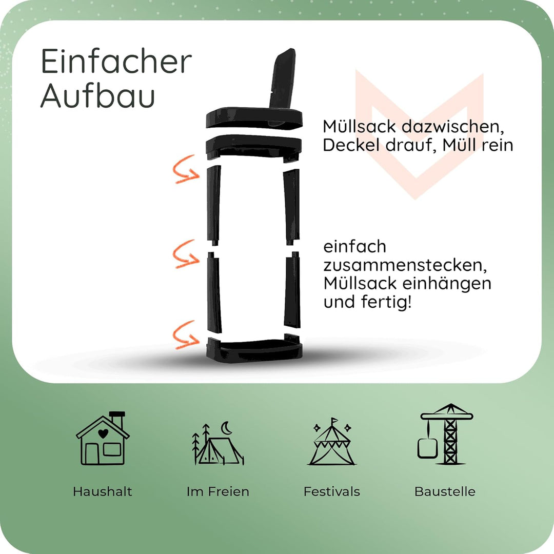 Novaliv 3 Stück Müllsackständer mit Deckel für 70L-120L Müllsäcke, extra Robust &amp; Fester Stand Outdo