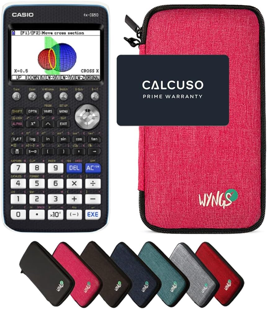 CALCUSO Sparpaket: Casio FX-CG 50 Grafikrechner + WYNGS Schutztasche pink + Erweiterte Garantie von