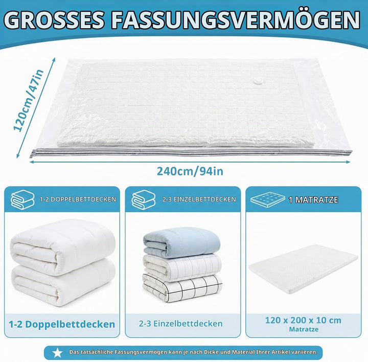 Extra grosse Vakuum-Aufbewahrungsbeutel, wasserdicht, verschliessbar, Vakuumversiegelung, Matratzent