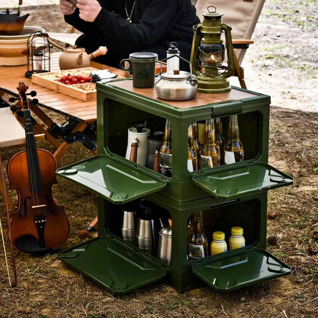 Pssopp Faltbare Camping-Aufbewahrungsbox, Campingbox mit Grossem Fassungsvermögen von 50 L und Räder