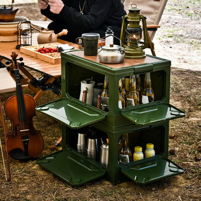Pssopp Faltbare Camping-Aufbewahrungsbox, Campingbox mit Grossem Fassungsvermögen von 50 L und Räder