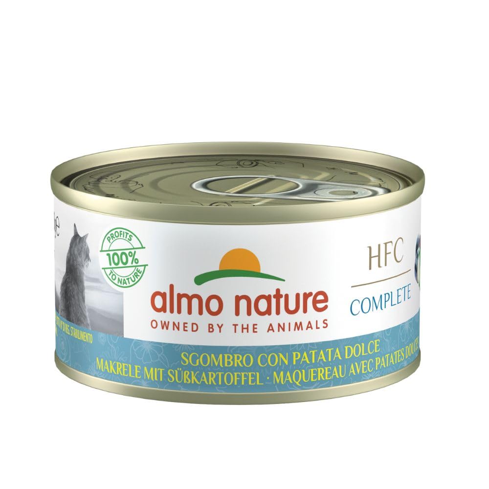 Almo Nature – HFC Complete – Makrele mit Süsskartoffel – Nassfutter für ausgewachsene Katzen, 24 Pac