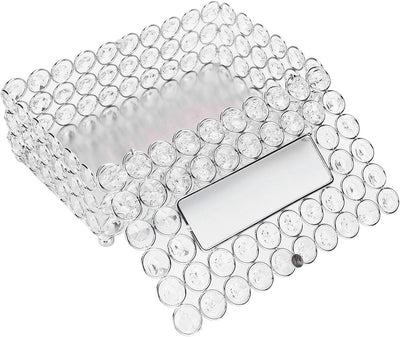 Kristall Komestikbox 22 × 13 × 8 cm Rechteckig Silber Deko Taschentuchbox, Metall Strasssteine Glitz