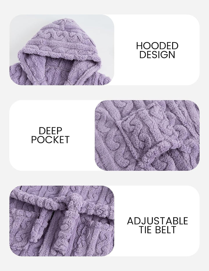 JiAmy Mädchen Bademantel Kapuzen Fleece Warmes Weiches Kinder Badekleid Fuzzy Frottee-Robe 4-14 Jahr