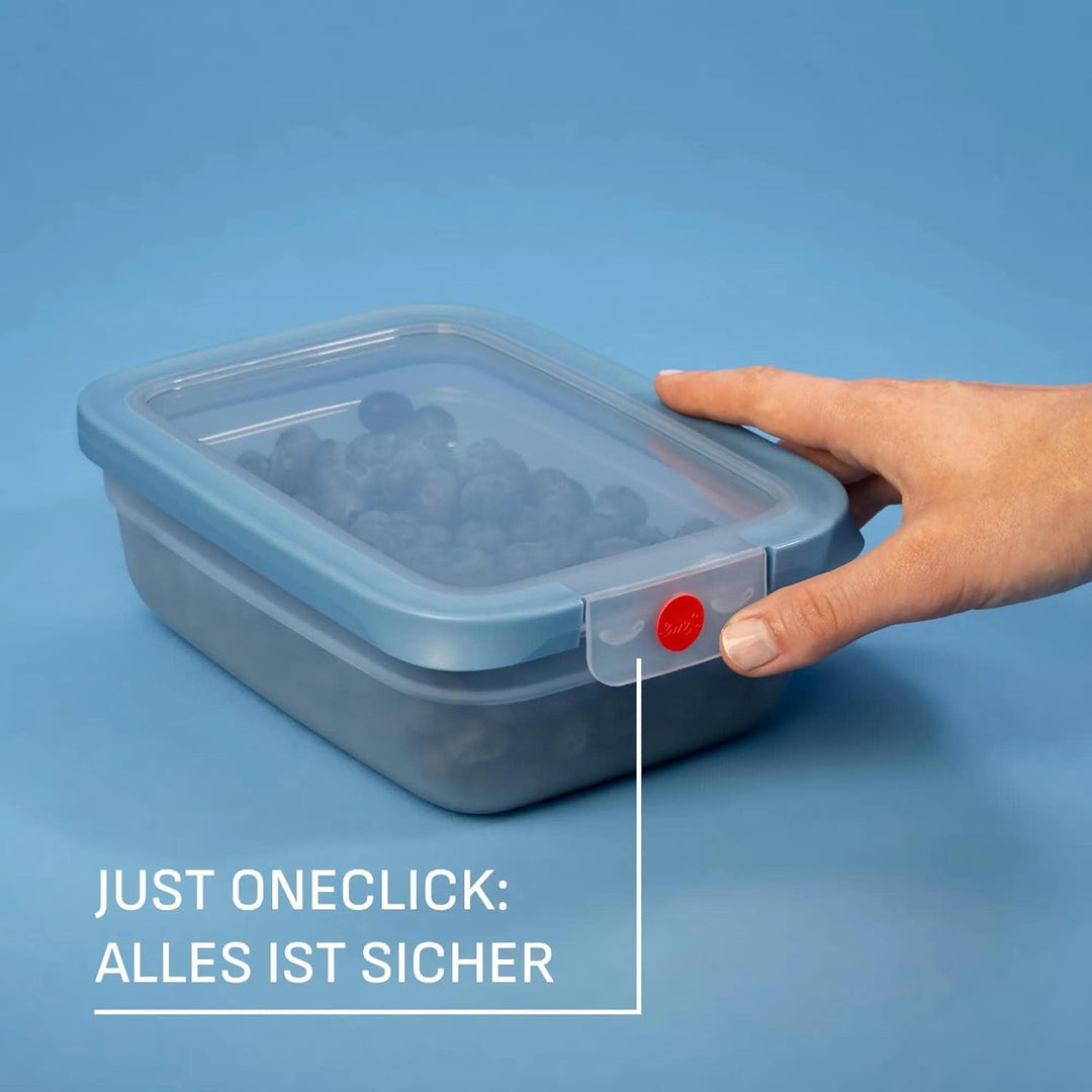 EMSA beYou Office-Set, 100% Dicht, oneClick Frischhaltedose 0,5 L, 1,2 L, beYou Cup Mug 0,36 L, Blau