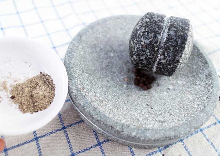 Kleine Grösse 15 cm Granit-Mörser und Stössel Set Steinplatte Set für Gewürze und Salz auf Camping p