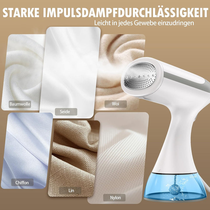 Steamer Dampfglätter mit 300ml Abnehmbarer Wassertank, 1500W, 20 Sekunden schnelles Aufheizen, Reise