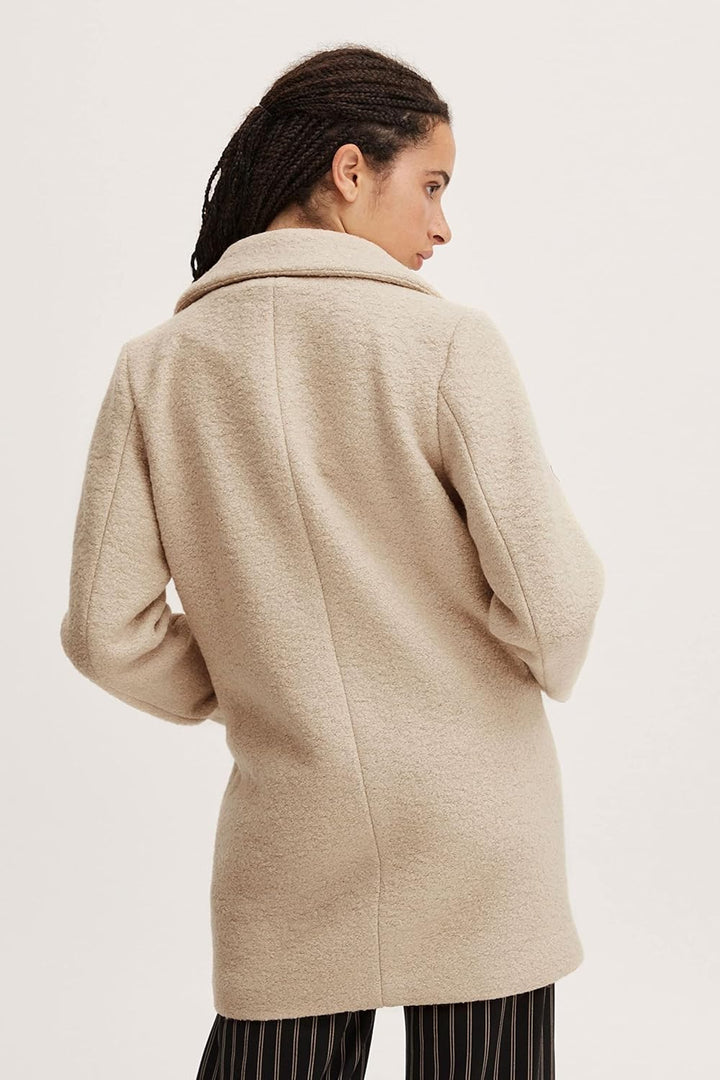 ICHI IHSTIPA JA Damen Wintermantel Wollmantel Winterjacke Kurzmantel mit Druckknöpfen und Reverskrag