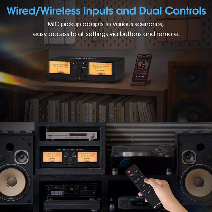 DoukAudio VU3PRO Duales Analoges VU-Meter, 2-Wege Verstärkerschalter, Lautsprecherauswahl, Verstärke