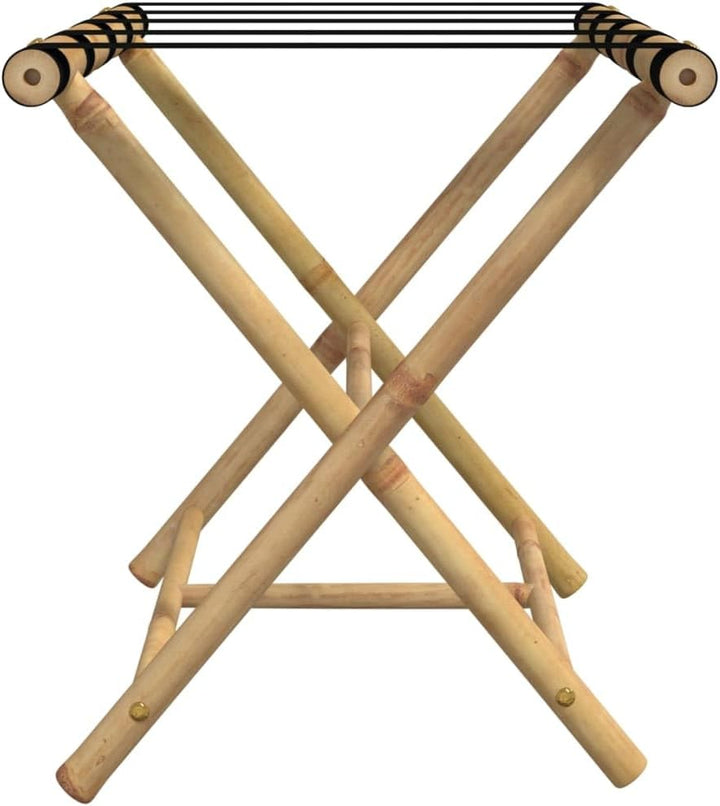Klappbare Gepäckablage aus Bambus 62 x 42 x 50,5 cm mit zwei Ablagen für Koffer, Reisetaschen und Or
