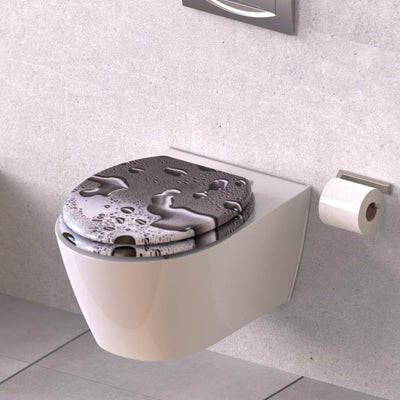 SCHÜTTE WC-Sitz Holzkern GREY STEEL, Toilettensitz Grau mit Absenkautomatik, passend für viele hande