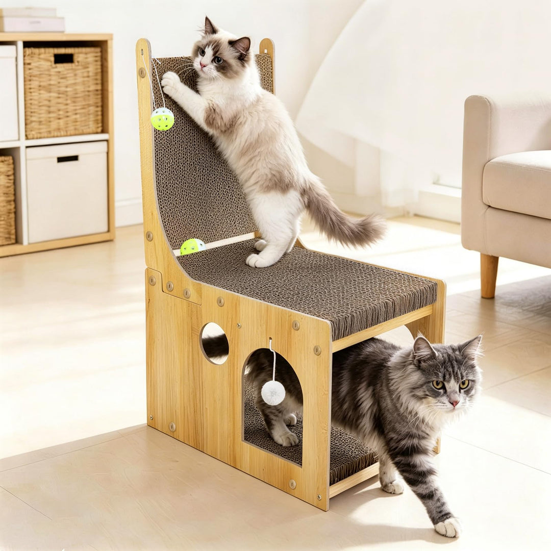 Kratzbretter Katze 65 cm Hohe L-Förmige Kratzpappe für Katzen, Hochdichtes Verschleissfestes Multifu