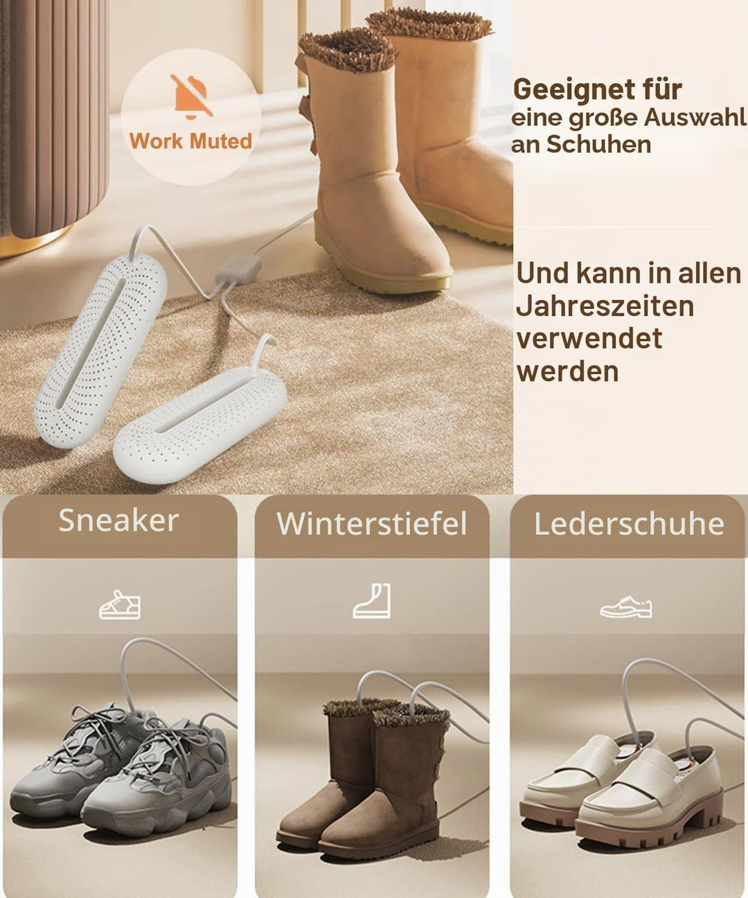 Scienbeauty Elektrischer Schuhtrockner, Tragbarer Schuhtrockner mit 3 Modi Timer für Schuhe, Skischu