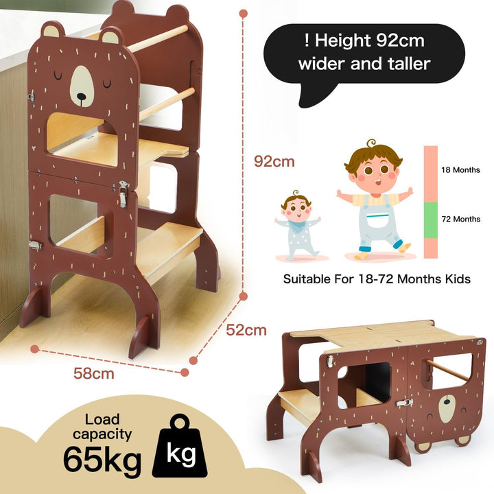 labebe lernturm ab 1 Jahr, Grossformat Montessori Lernturm klappbar, 3 in 1 Multifunktion Learning T