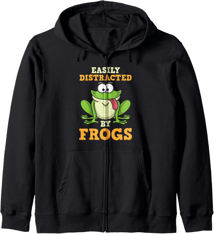 Easily Distracted By Frogs Lustiger Grüner Frosch Kapuzenjacke