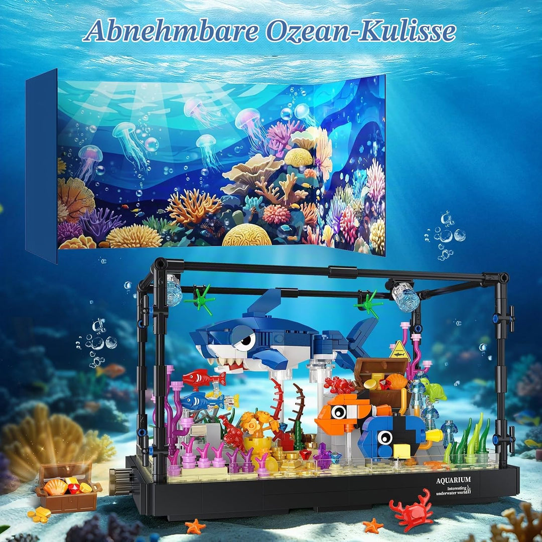 HOGOKIDS Technik Hai Aquarium Bauspielzeug mit Licht für Jungen ab 8 Jahren