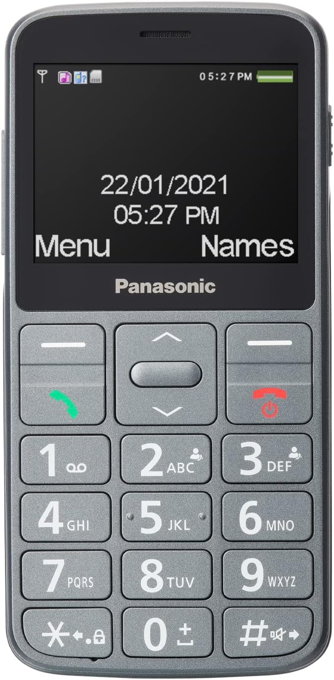 Panasonic KX-TU160EXG Essentials Mobiltelefon für Senioren, SOS-Notruftaste, grosse Separate Tasten,