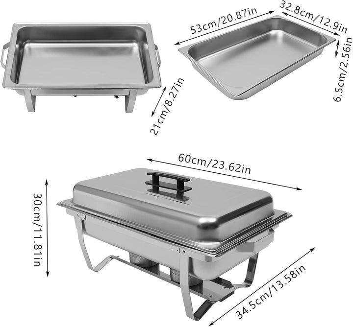 Chafing Dish, Einzelnes Fach Edelstahl Warmhaltebehälter 9.51Qt, Speisewärmer mit Klappbarer Ständer