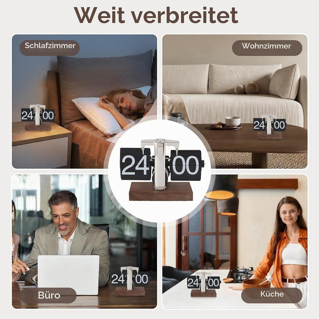 Klappuhr, Retro-Digital-Klappuhr, Klapp-Digitaluhr, mechanische Digitale Klapp-Schreibtischuhr, Vint