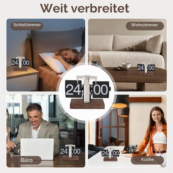 Klappuhr, Retro-Digital-Klappuhr, Klapp-Digitaluhr, mechanische Digitale Klapp-Schreibtischuhr, Vint