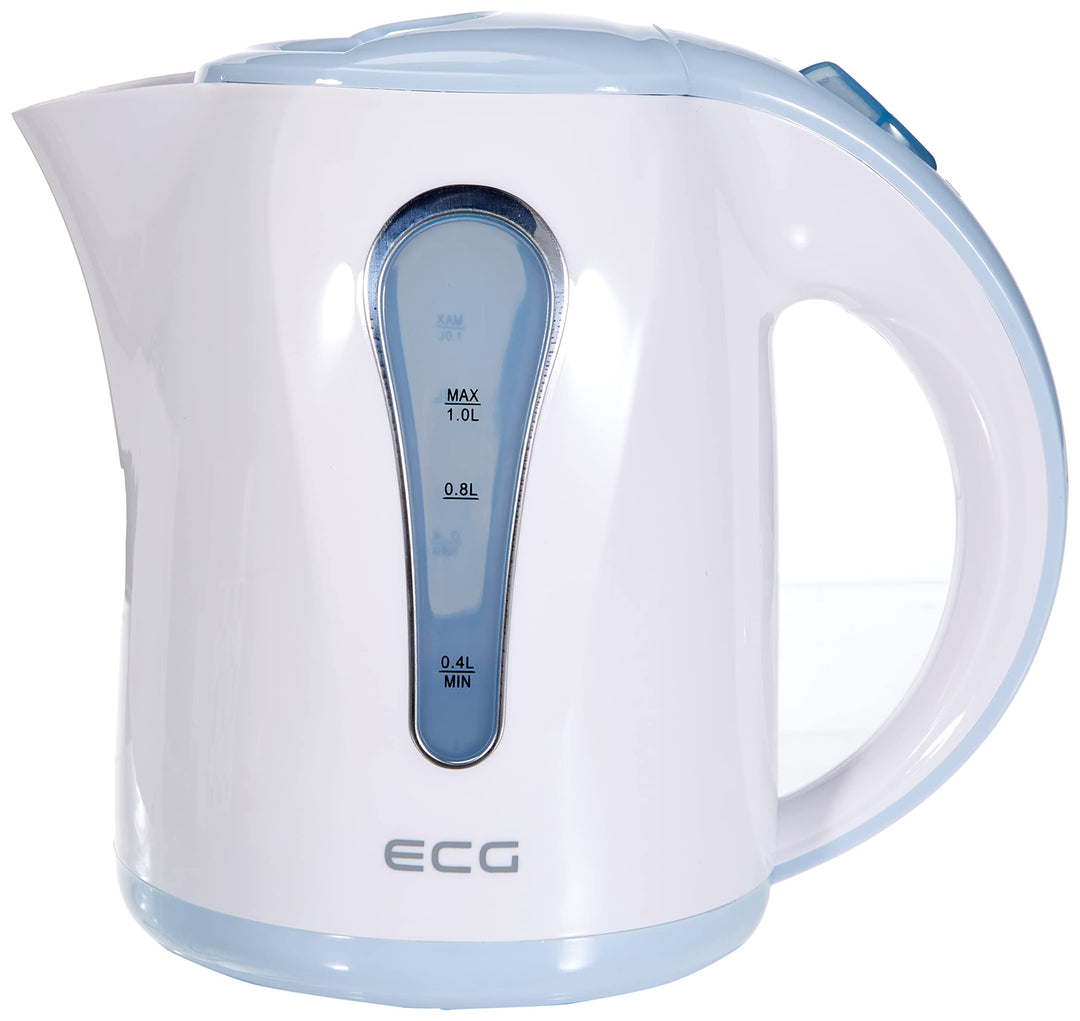 ECG RK 1022 Blue, Wasserkocher, 1 Liter, Blau-weiss, Plastik