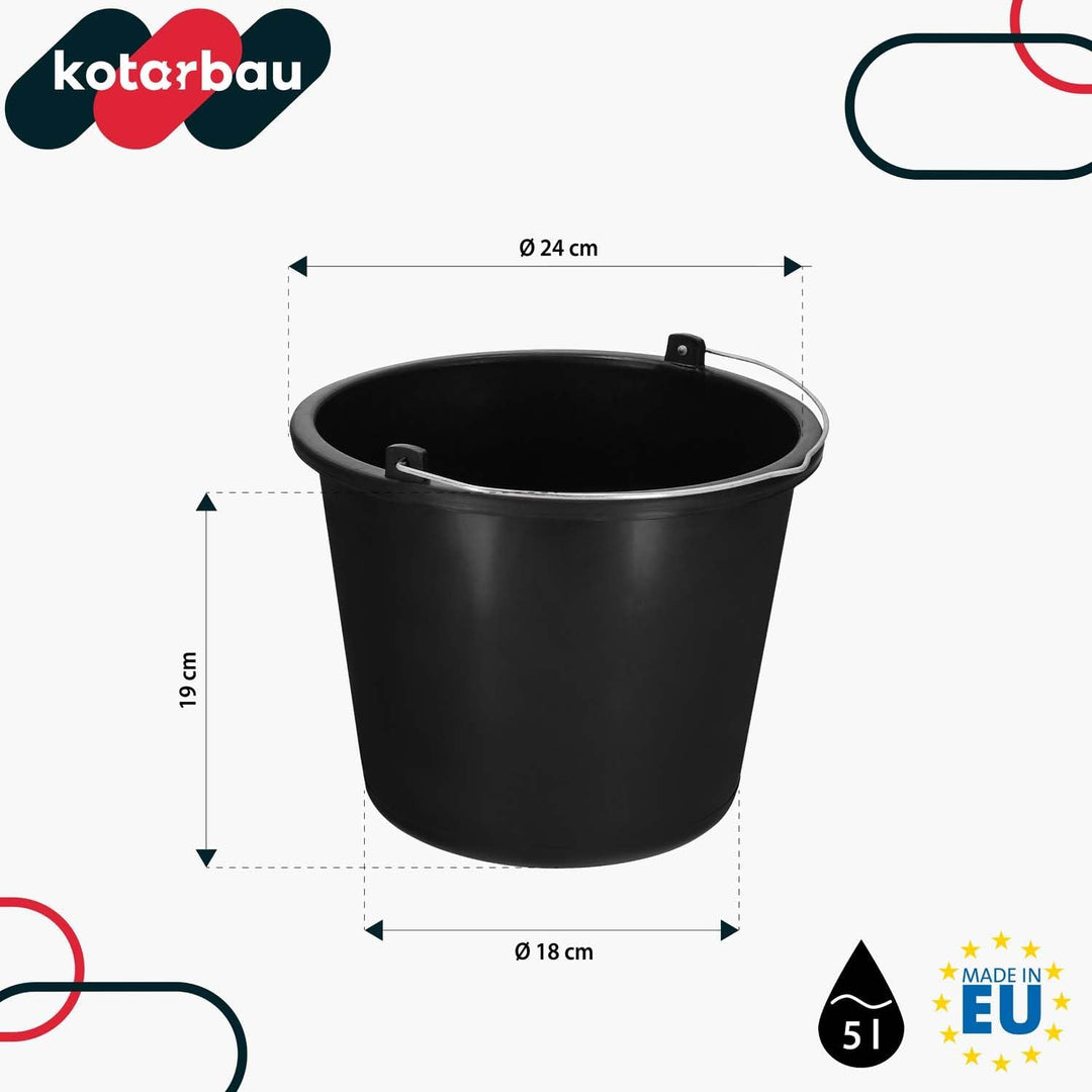 KOTARBAU 20er Set Baueimer 5L aus Kunststoff Putzeimer Mörteleimer Zementeimer Wassereimer Garteneim