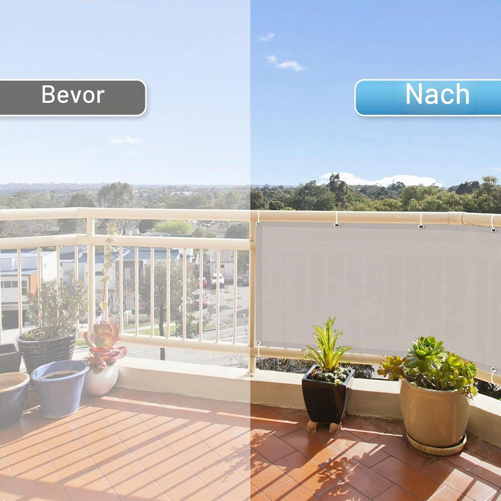 SUNNY GUARD Balkon Sichtschutz Wetterfest 70x500cm Balkonverkleidung Balkonabdeckung Balkonumspannun