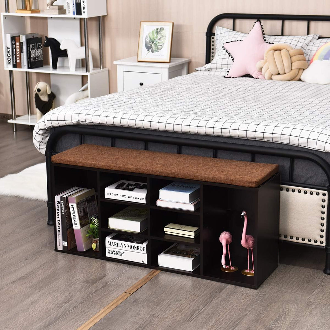 COSTWAY Schuhbank mit Sitzfläche, Schuhregal Holz, Schuhkommode Schuhablage Schuhschrank, Sitzbank m