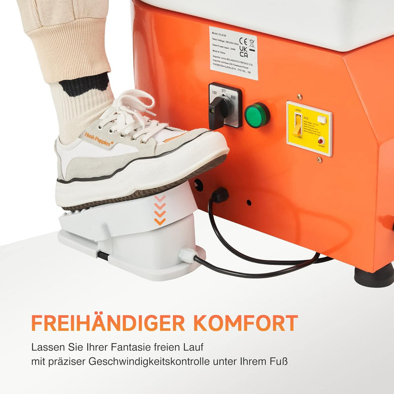 CREWORKS Töpferscheibe Elektrisch Töpferscheibe Fussantrieb 350W Keramikformwerkzeug 0-300 U/MIN Ker