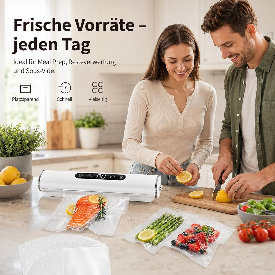 Vakuumiergerät für Lebensmittel mit 20 Beutel, 62KPA Vakuumierer Folienschweissgerät Vollautomatisch