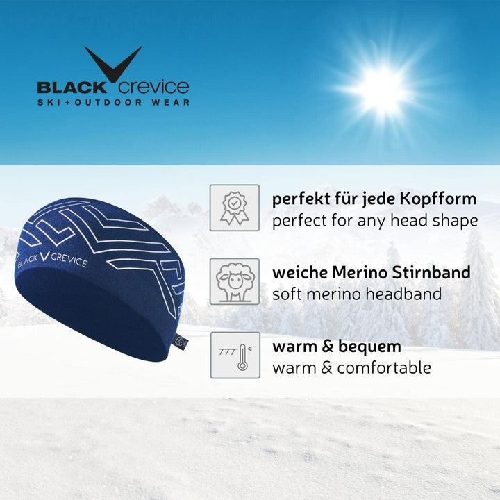 BLACK CREVICE Merino Headband I Stylisches One Size Stirnband I Unisex-Stirnband aus 70% Merino &amp; 30