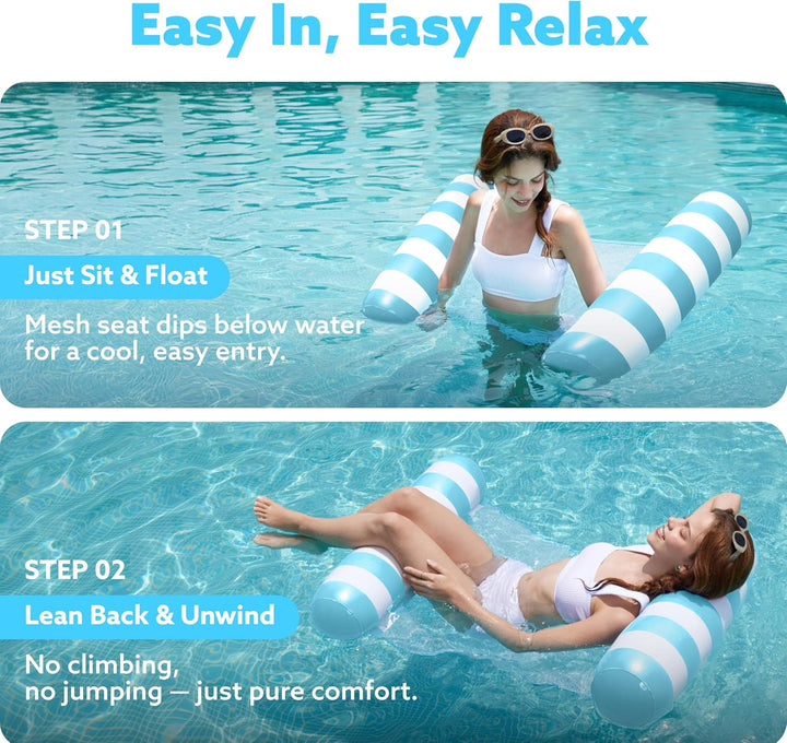 Sloosh 2 Packungen Hängematte Pool Floats Erwachsene, 4 in 1 Mehrzweck Aufblasbare Pool Floats PVC W