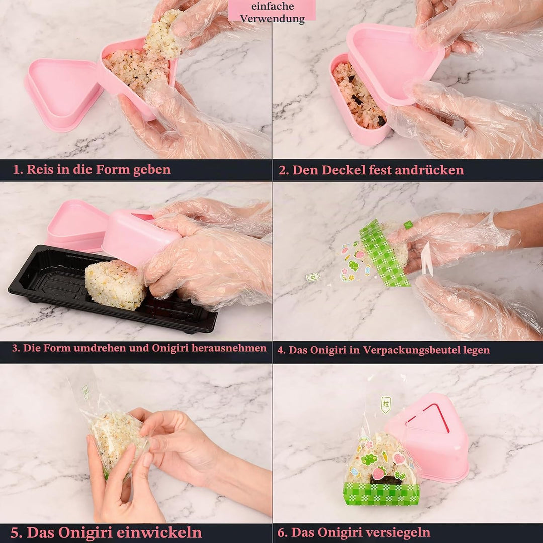 DIY Sushi-Formen für Anfänger, Dreieck-Sushi-Formen Reisbällchen Maker Sushi-Kit, Onigiri-Form 2 Stü