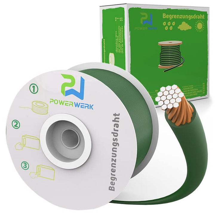 PowerWERK® 50m Begrenzungskabel + 150 Erdspiesse für Mähroboter Rasenmäher Rasenroboter Zubehör SET