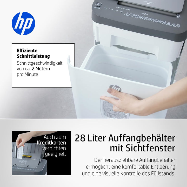 HP OneShred Auto 80CC | Sicherheitsstufe P-4 | Cross Cut | 80 Blatt Schnittleistung