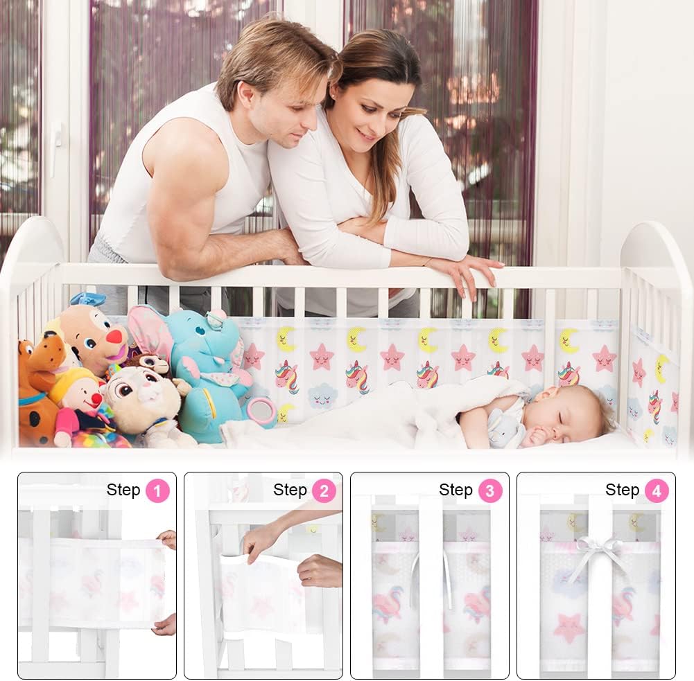 Vicloon Bettumrandung Nestchen, Nestchen für Kinderbetten Kantenschutz Baby Babybett, Kopfschutz Bab