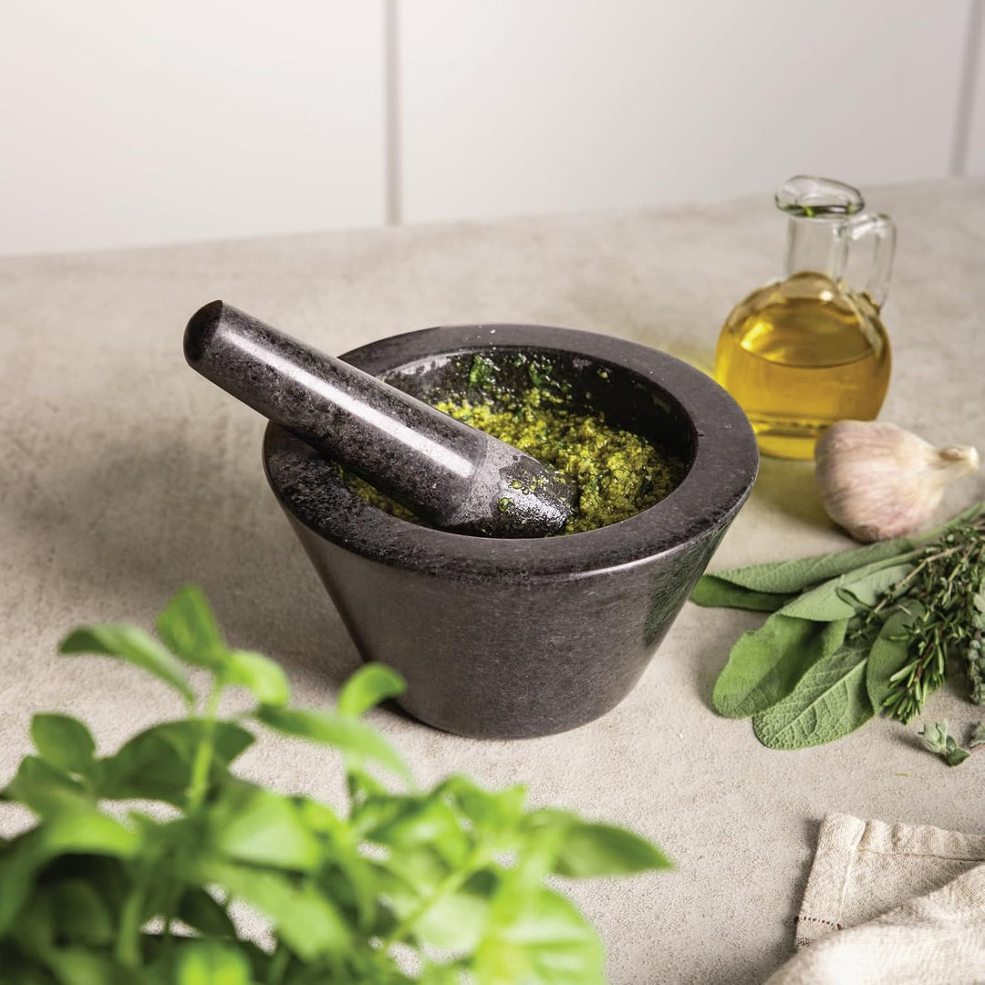 Boska Mörser Herbs/robuster Look/Spülmaschinenfest/Granit/Schwarz / 175 x 175 x 100 mm