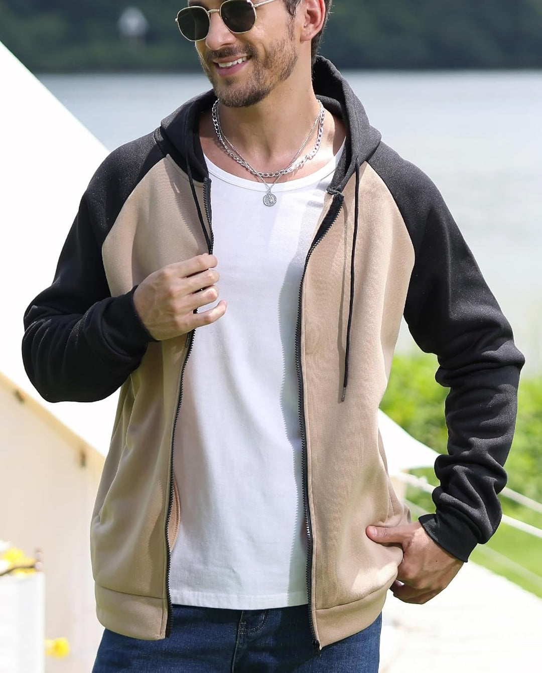 YawYews Sweatjacke Herren Zipper Hoodie Kapuzenjacke Herren Sweatjacke Mit Kapuze Sweatshirt Jacke R