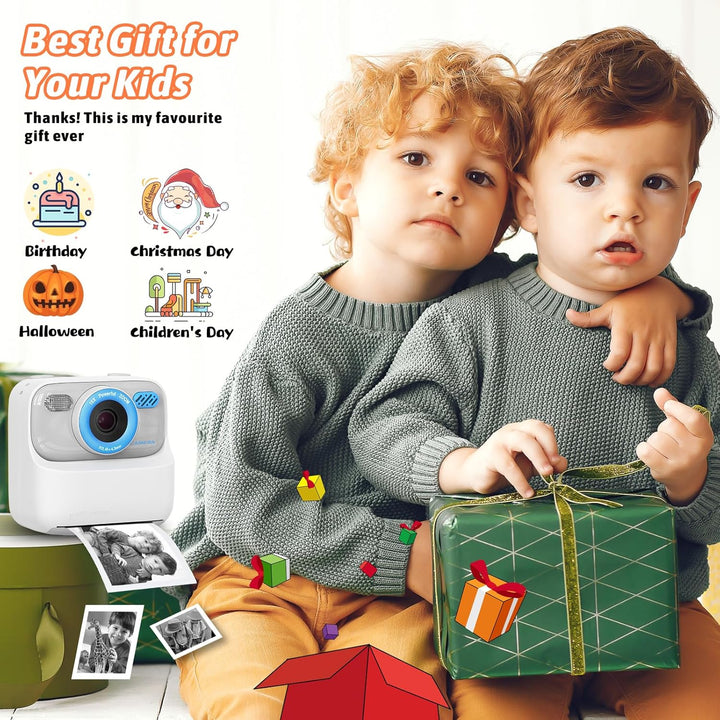 Upgrade Kinderkamera Sofortdruck für Jungen und Mädchen, 1080P HD Dual-Linse Selfie Digitalkamera mi
