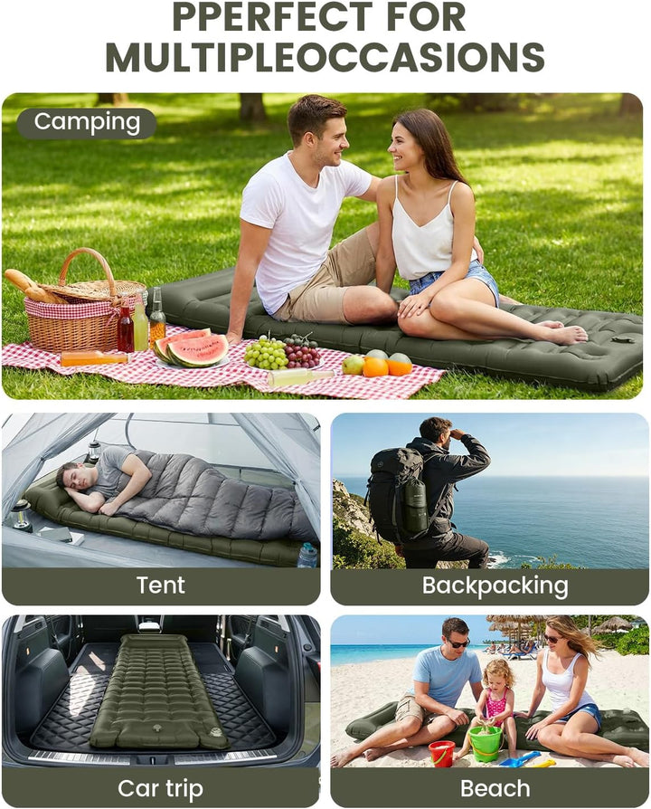 WARMTUYO Isomatte, Luftmatratze Camping mit Elektrisch Pumpe, 12CM Dicke Matratze Outdoor Aufblasbar