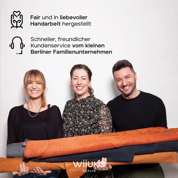 WIIUKA Hülle für Samsung Galaxy S21, Lederhülle, Deutsches Premium Leder, mit Kartenfach, extra Dünn