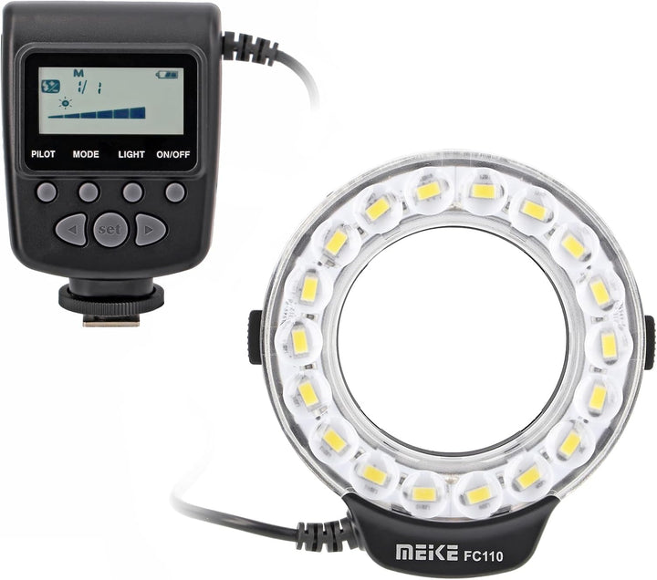 Makro Ringblitz FC-110, Ringleuchte Passend für Canon EOS DSLR, SLR Kameras, Blitz- und Dauerlicht,