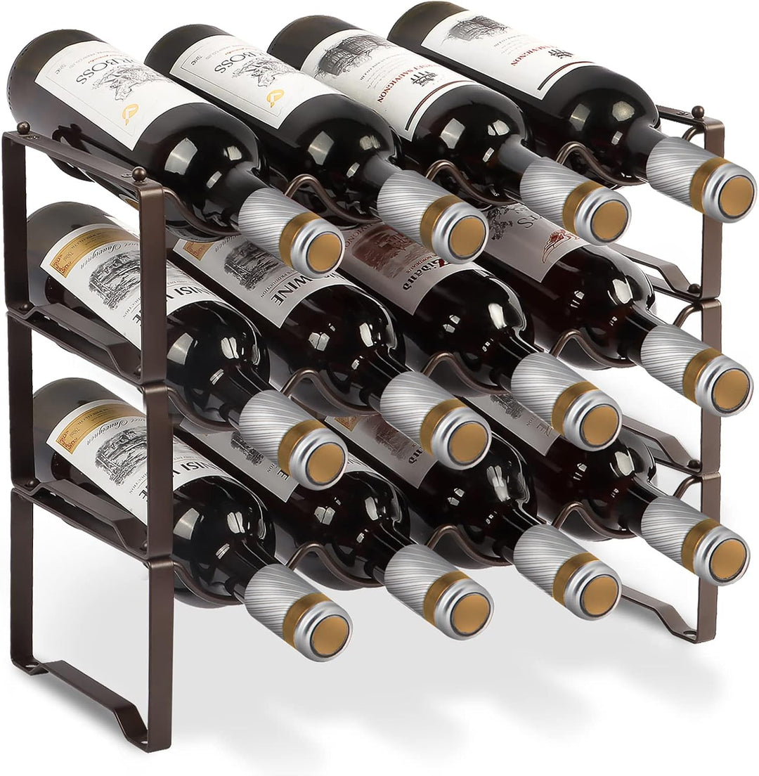 Weinregal Metall stapelbar flaschenregal für 12 Flaschen für Keller, bar und lagerraum, stabiles mod