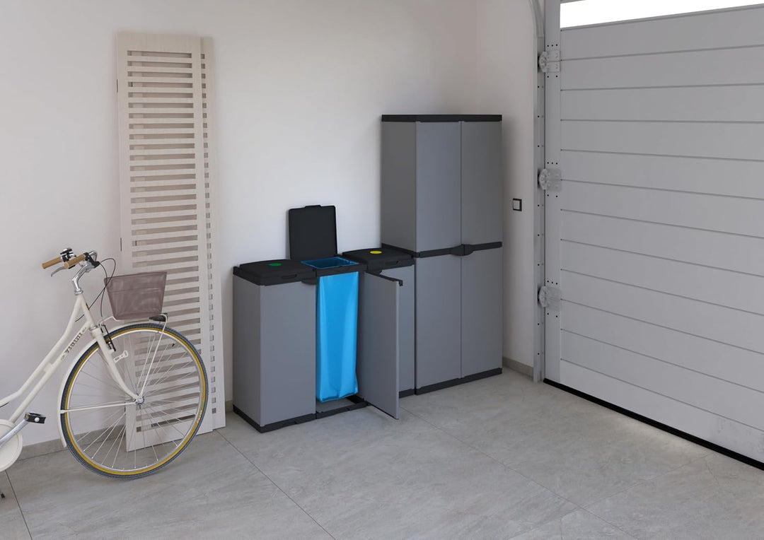 Adventa: Schrank Tris für Mülltrennung aus Kunststoff, einfach zu montieren, modulares System, geeig