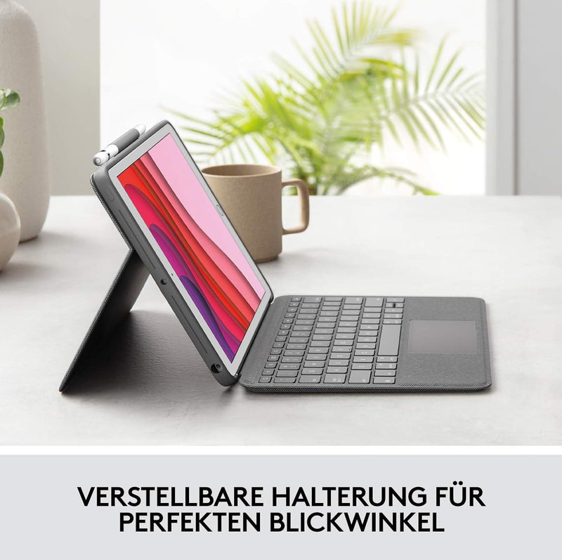 Logitech Combo Touch für iPad (7., 8. und 9. Generation) Schutzcase mit Präzisions-Trackpad, Noteboo