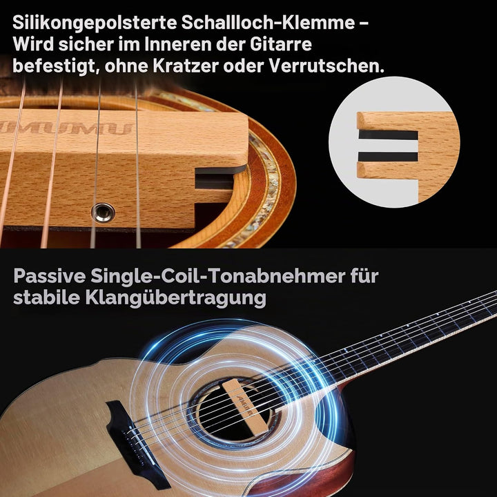 AMUMU NEO-SP31 passiver Neodym-Magnet-Schallloch-Tonabnehmer für Stahlsaiten-Akustikgitarren, Einzel