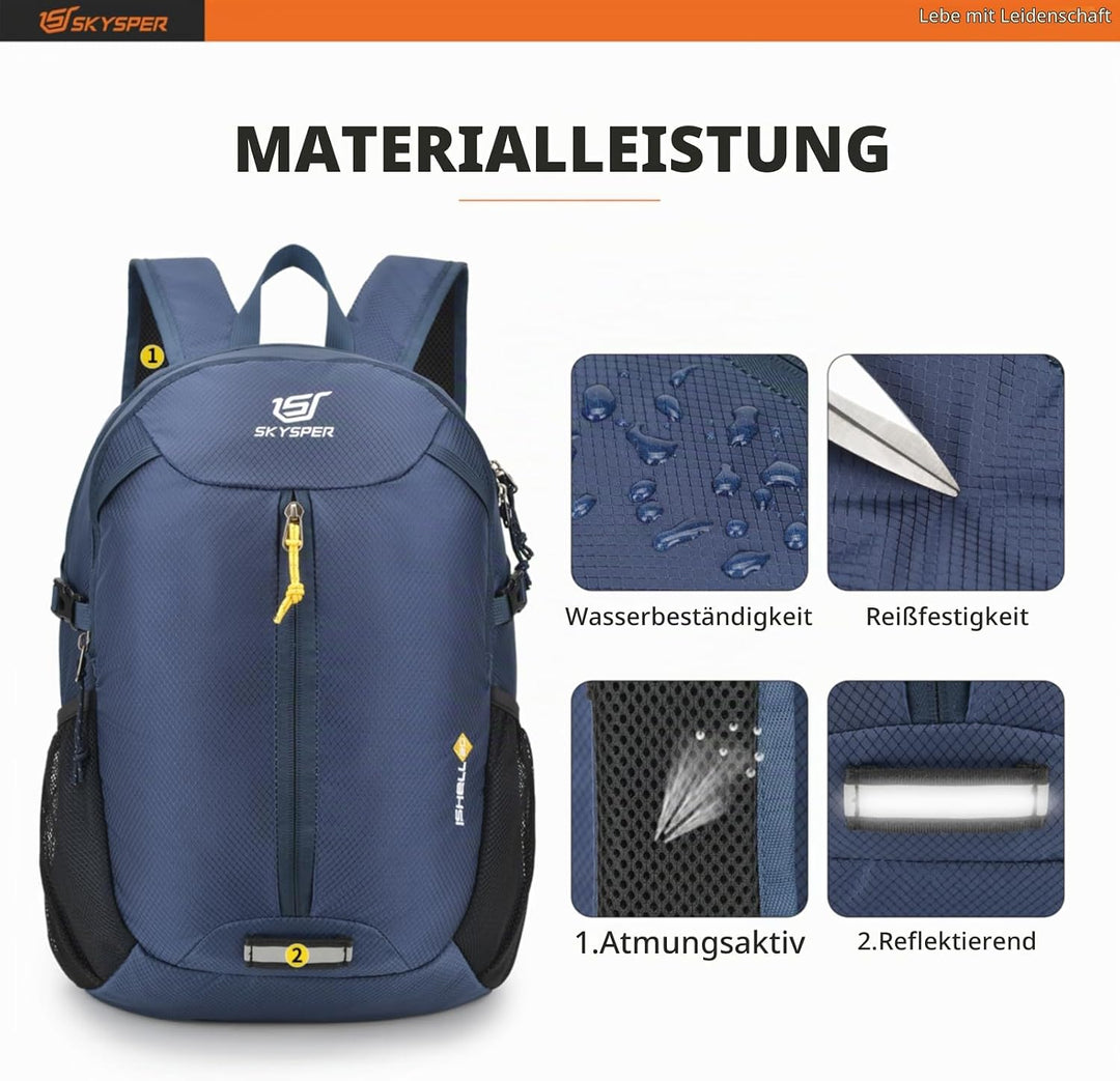 SKYSPER 20L Faltbarer Rucksack Ultraleicht Tagesrucksack Wasserfest Daypack Reiserucksack Wanderruck