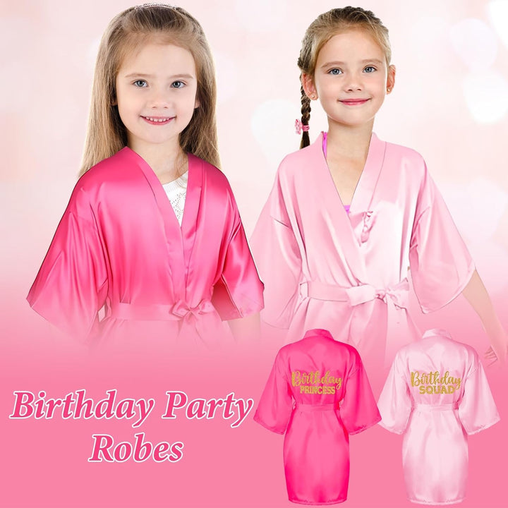 7 Stück Mädchen Geburtstags-Roben, Spa Partys Prinzessinnen-Robe, Satin-Kimono-Robe für Mädchen und