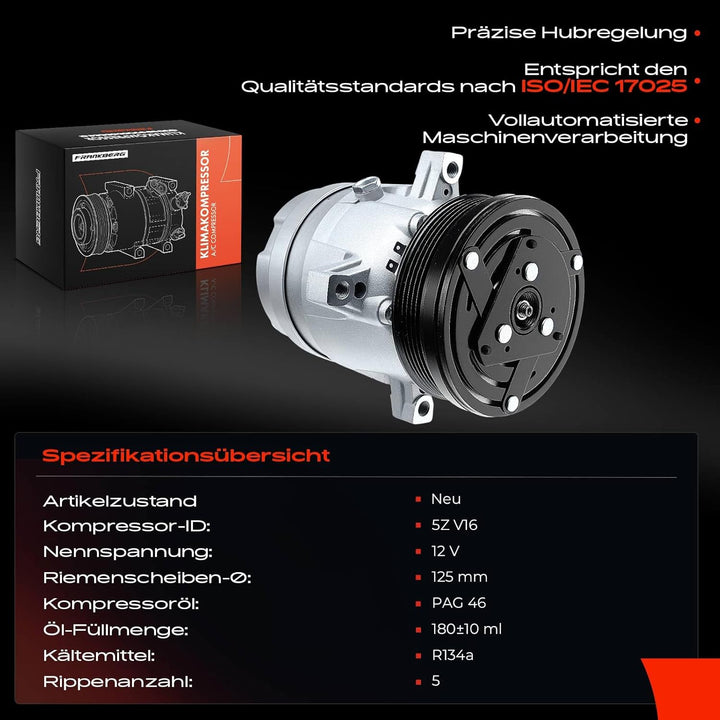 Frankberg Klimakompressor Klimaanlage Kompatibel mit Brava 182 1.9L 1996-2001 145 930 1.9L 1994-1999