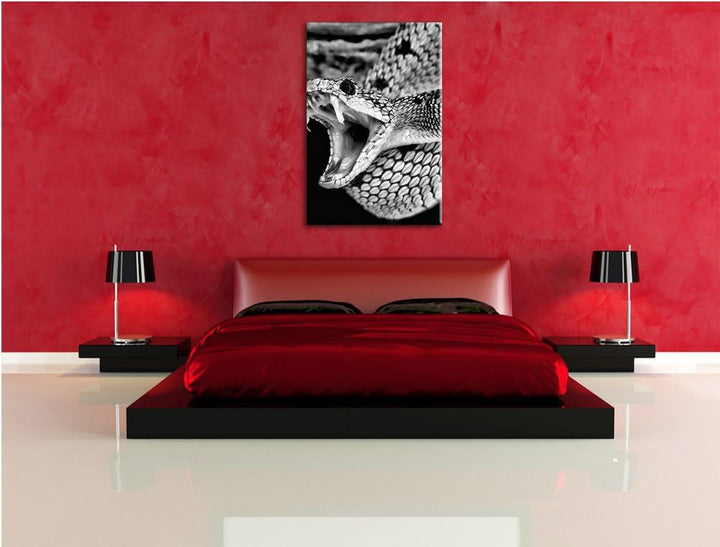 Pixxprint Giftige grüne Schlange als Leinwandbild | Grösse: 100x70 | Wandbild| Kunstdruck | fertig b